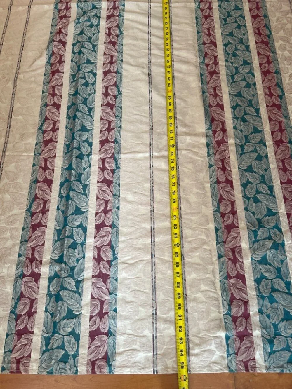 Vintage 90s Fall Leaves Tablecloth 60x95 Gold Teal Burgundy Autumn Decor